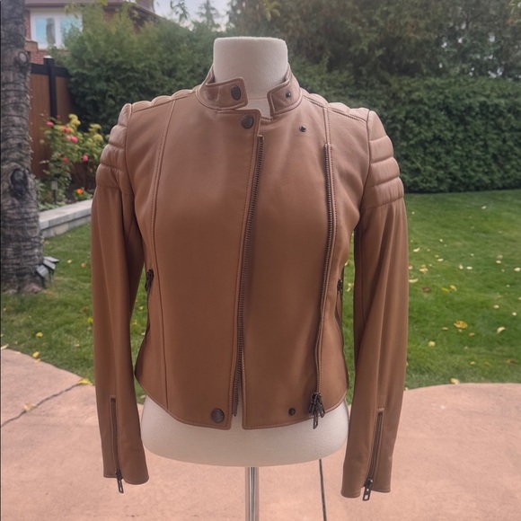 Coach Genuine Sheepskin Leather Moto Jacket Size 00 XS - Picture 2 of 8